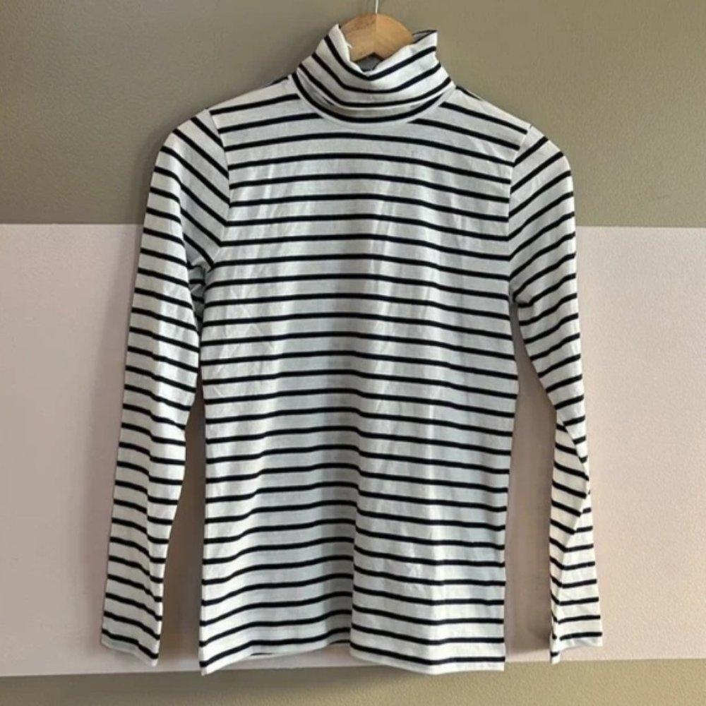 J Crew Tissue Striped Turtleneck